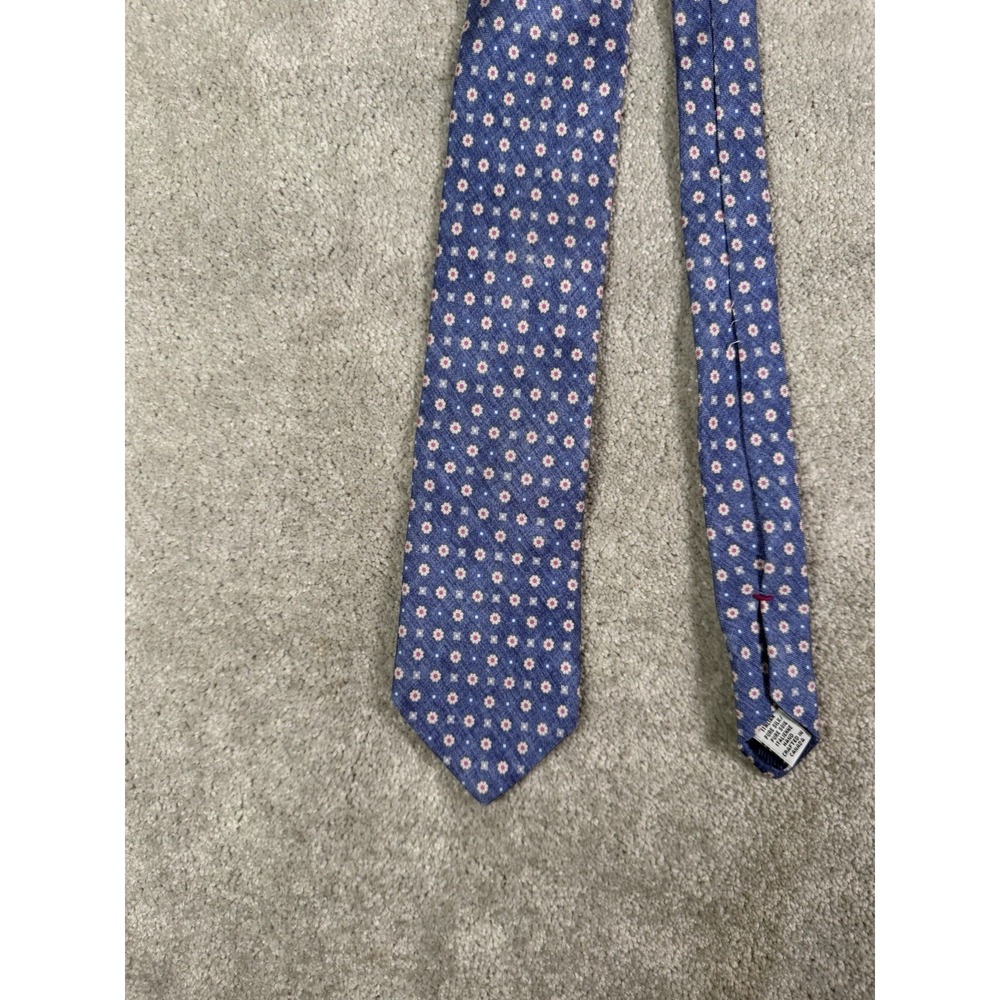 The Clothierie Phoenix Mens Silk Tie Blue Floral Handmade 100% Silk